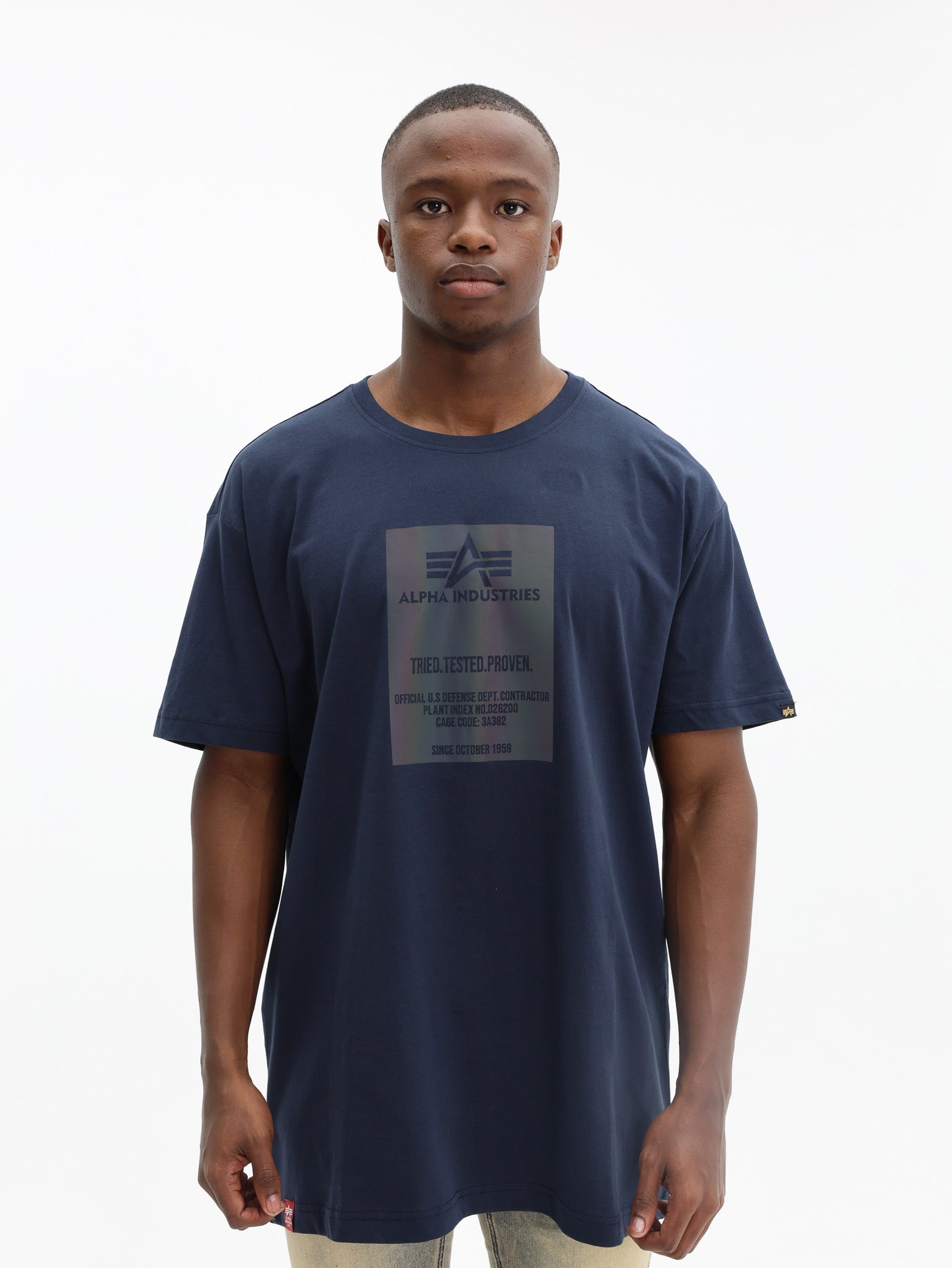 Alpha T-Shirt Block Rainbow Navy